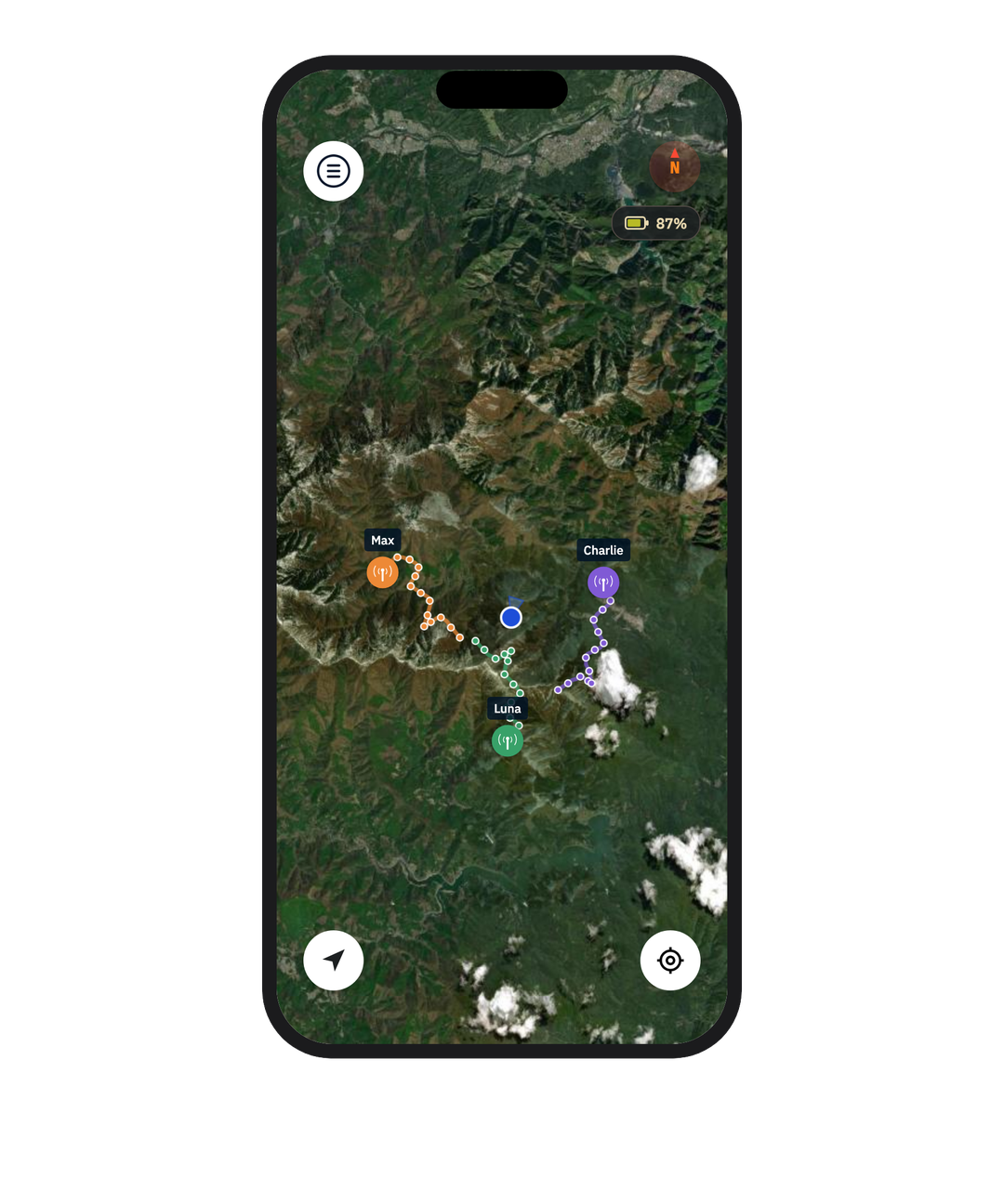 Loko GPS Tracker App - Satellite Map View